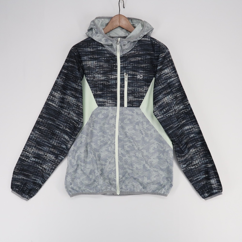 GoLite Jacket Mens Medium Gray Full Zip Hooded Windbreaker Recycled Polyester